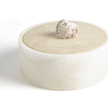 Alabaster Round Box With Rock Finial