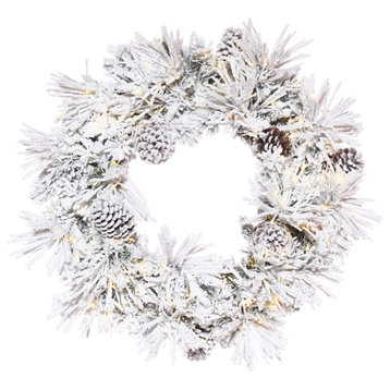 Vickerman K171225Led 24" Christmas Wreath, Warm White Wide Angle Lights