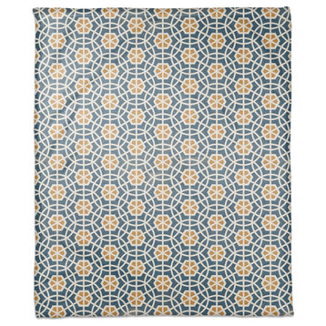 Blue and Yellow Circle Hex 50x60 Coral Fleece Blanket