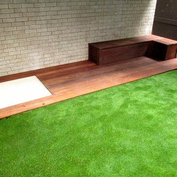 Ipe Deck with Sandbox & Seat Storage + Artificial Turf