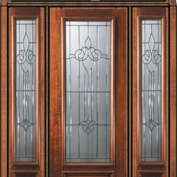 Prehung Sidelights-Transom Door 96 Mahogany Arlington 3/4 Lite - Front Doors