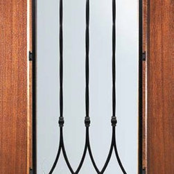 Slab Single Door 80 Mahogany Warwick 1 Panel 3/4 Lite Wrought Iron - Front Doors