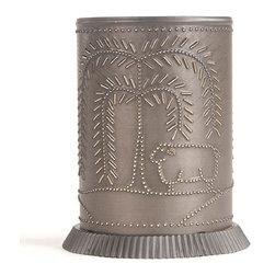 Handmade - Handmade Punched Tin Candle Warmer Sheep and Willow Accent Light, Kettle Black - Candleholders