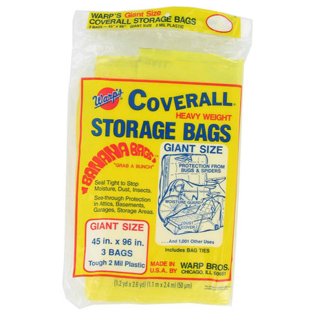 Warp's CB-45 Original Heavyweight Giant Storage Bags, 45"x96", Yellow, 3-Pack
