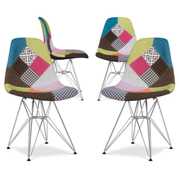 Aron Living Tower 17" Mid-Century Cotton Dining Chairs in Multi-Color (Set of 4)
