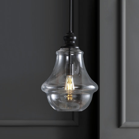 Adam Adjustable Metal and Glass Led Pendant, Oil Rubbed Bronze, 12" Width
