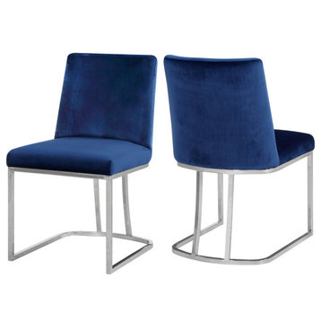 The Josephine Velvet Dining Chair, Set of 2, Navy