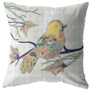 16" Light Green Sparrow Indoor Outdoor Throw Pillow