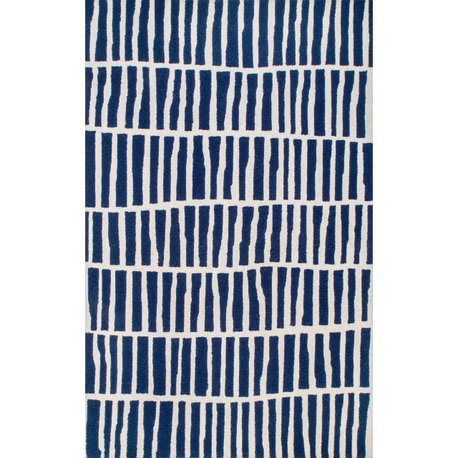 Nuloom Hand Tufted Wool Lemuel Geometric Kids Area Rug, Navy 5'x8'