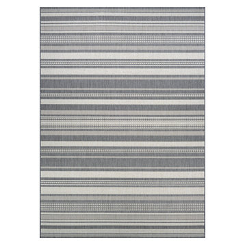 Couristan Recife Gazebo Stripe Indoor/Outdoor Rug, Champagne-Gray, 5'10"x9'2"
