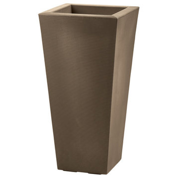Bowery Indoor/Outdoor Tall Square Pot with Sand Cavity, Mocha, 13"