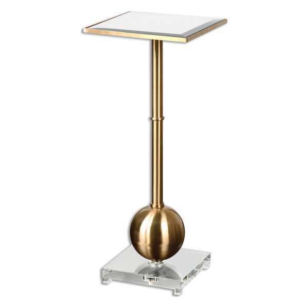 Uttermost 24502 Laton Furniture 12in Metal glass crystal Brushed Brass