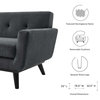 Loveseat Sofa, Charcoal Gray, Fabric, Modern, Mid Century Hotel Lounge