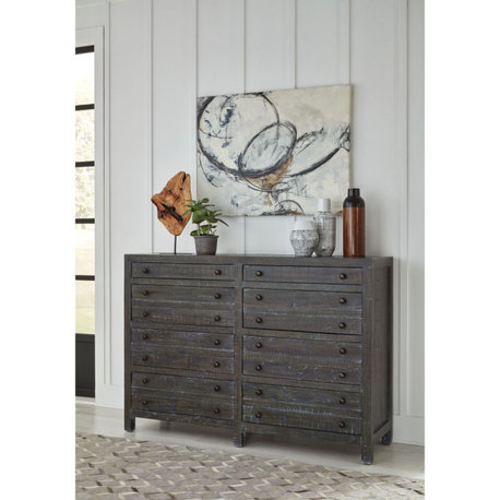 Modus Townsend Solid Wood Eight Drawer Dresser in Gunmetal