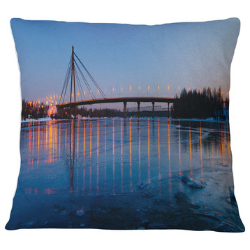 Moscow Bridge in Kiev Panorama Cityscape Throw Pillow, 18"x18"