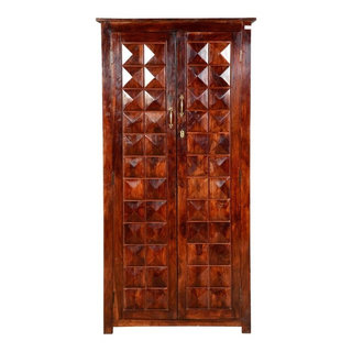 Clatonia Pyramid Studded Solid Wood Wardrobe Armoire With Drawers -  Transitional - Armoires And Wardrobes - by Sierra Living Concepts Inc