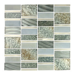 GBM Manufacturing - Imperial 12"x12" Glass Magic Mosaic Tile,Silver Sea - Mosaic Tile