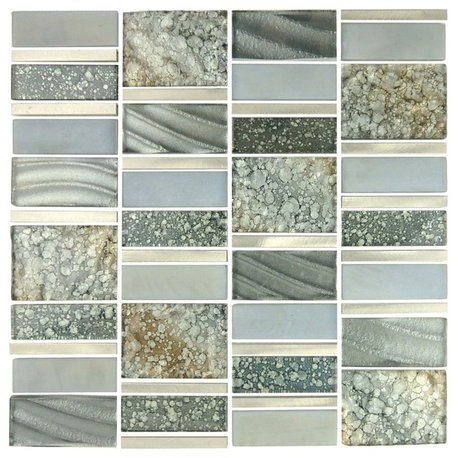 Imperial 12"x12" Glass Magic Mosaic Tile,Silver Sea, Single Sheet