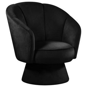 Swanson Velvet Upholstered Accent Chair, Black