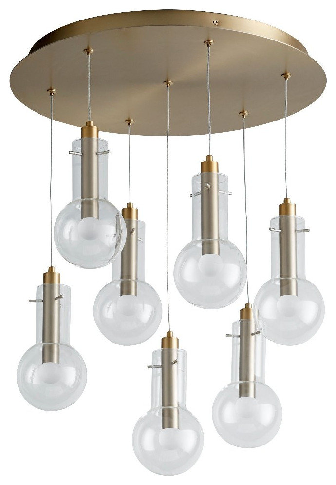 Devotion 18in LED 3000K/3500K/4000K 120V-277V Mini Pendant in Aged Brass with Clear Radiance Crystal main image 0