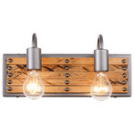 Varaluz - Ella Jane 2 Light Bathroom Vanity Light - Ella Jane is the sweet combination of strong steel and worn wood. Warm light-stained, recycled pallet wood slats sit atop this hand-forged recycled steel frame. This rustic farmhouse collection is surely just as sweet as its name.