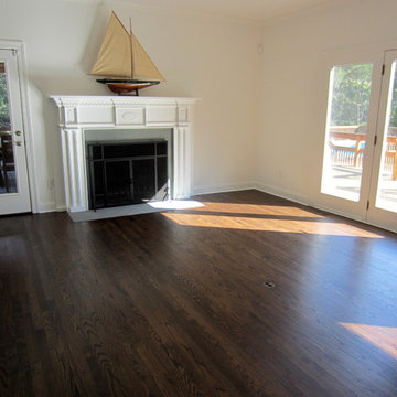 SAG HARBOR: RED OAK INSTALLED IN NEW EXTENSION/REFINISH ENTIRE HOME DARK WALNUT
