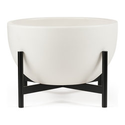 Case Study Bowl Planter with Metal Stand - Indoor Pots And Planters