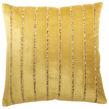 Glam Gold And Gold Accent Throw Pillow With Beaded Details