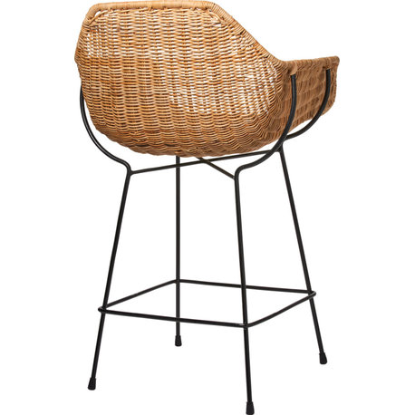 Nusa Counter Stool - Natural Rattan, Black Steel