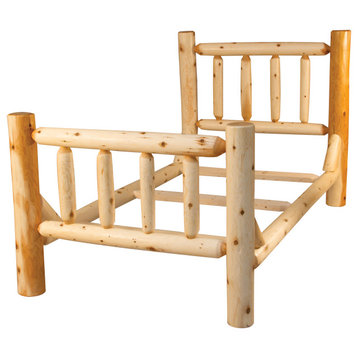 White Cedar Log Mission Style Bed, Queen