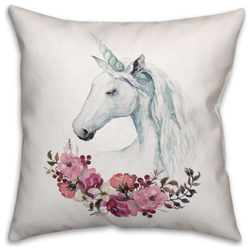 Floral Unicorn 16x16 Spun Poly Pillow