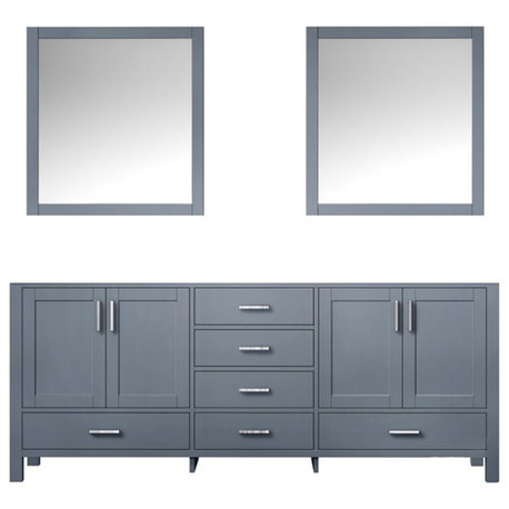 Lexora Home Jacques 80" Double Vanity with Mirrors in Dark Gray