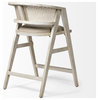 Tabitha Beige Fabric and Rattan Seat with Blonde Solid Wood Frame Counter Stool