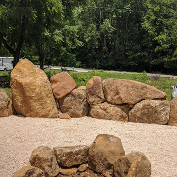 Ancient, Megalithic Sunken Fire Pit and Boulder Wall