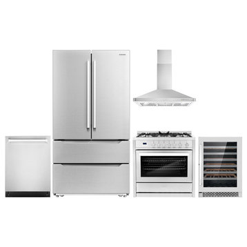 5PC Kitchen Package with 36" Gas Range & 36" Wall Mount Range Hood