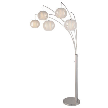 Lite Source LSF-8872PS/WHT 5 Light Arch Lamp Polished Steel - Polished Steel