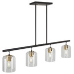 Forte - Forte 2724-04-62 Tyrone, 4 Light Linear Chandelier - The stem hung Tyrone transitional linear chandelieTyrone 4 Light Linea Black/Soft Gold Clea *UL Approved: YES Energy Star Qualified: n/a ADA Certified: n/a  *Number of Lights: 4-*Wattage:75w Medium Base bulb(s) *Bulb Included:No *Bulb Type:Medium Base *Finish Type:Black/Soft Gold