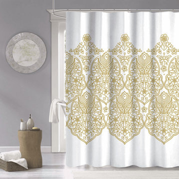 Gold Decorative Medallion Shower Curtain