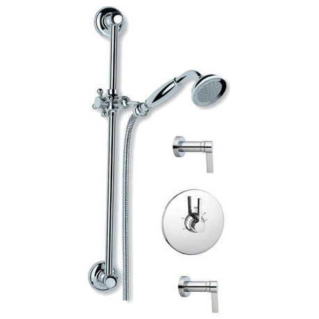 Nature Thermostatic Tub and Handheld Shower Set, Polished Chrome