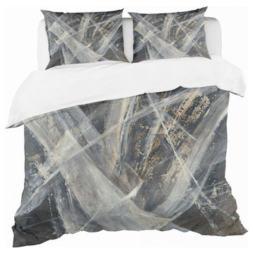 Abstract Glacial Black and White Duvet Cover Set, Full/Queen
