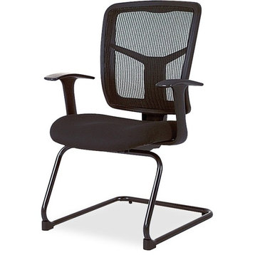 Lorell 86000 Series Mesh Side Arm Guest Chair, Black, Mesh Black, Fabric Seat