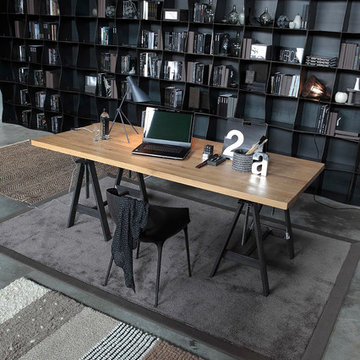 Iron-ic bookcase and Urban table on trestles