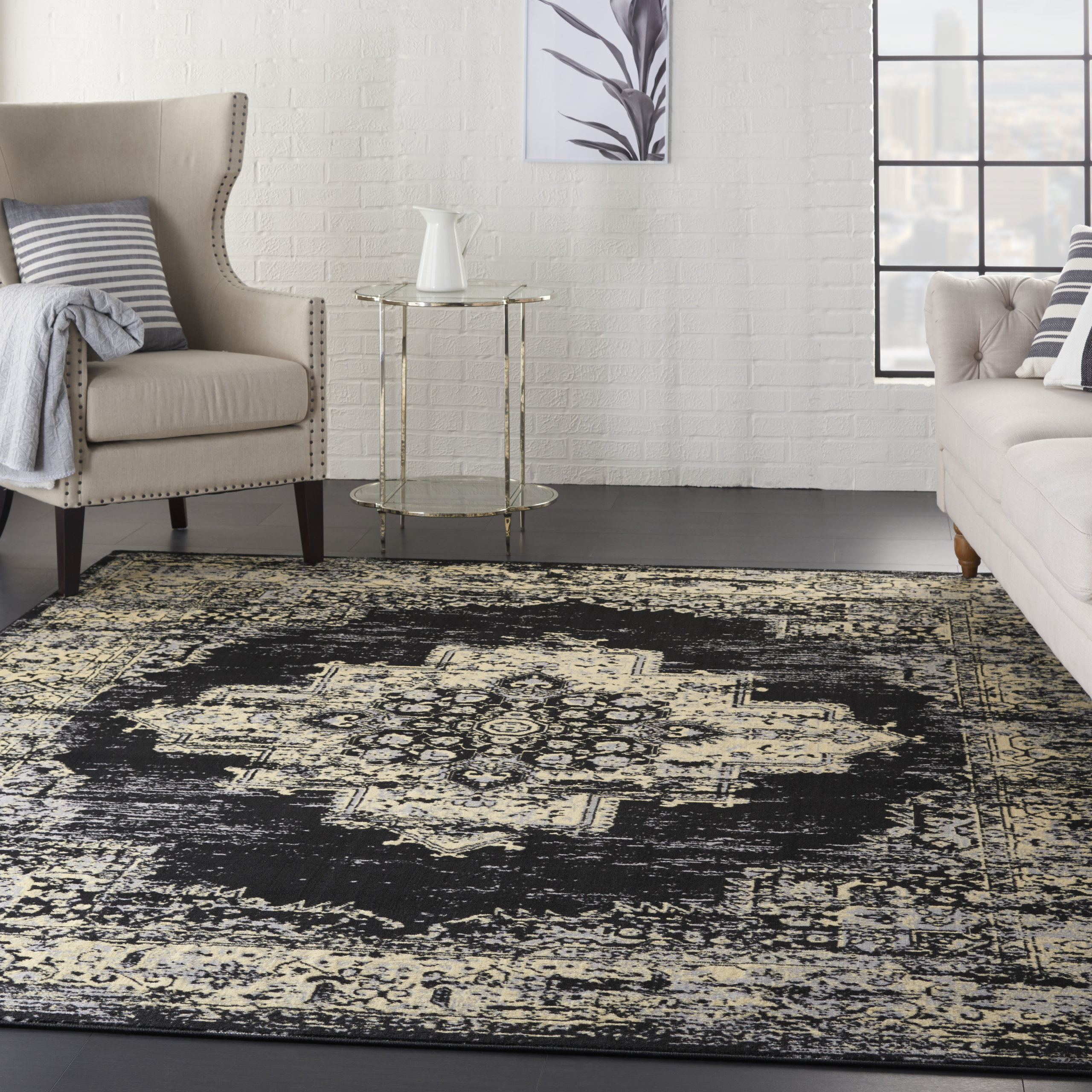 Nourison Grafix GRF14 Area Rug, Black, 7' x 10' - Contemporary - Area ...