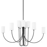Hudson Valley Lighting - Harlem 10-Light Chandelier, Old Bronze Frame, White Shade - Big, bold swooping arms pair with traditional, straight Belgian linen drum shades to take modern design to the next level. Available as a chandelier or wall sconce in three different finishes, this bright, joyous fixture is sure to add style and bring smiles to any space it fills.