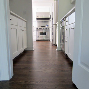 SAG HARBOR: RED OAK INSTALLED IN NEW EXTENSION/REFINISH ENTIRE HOME DARK WALNUT