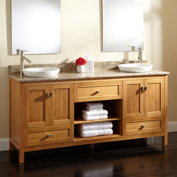 72" Alcott Bamboo Double Vanity for Semi-Recessed Sinks
