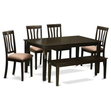 6-Piece Dining Table With Bench Set, Kitchen Table With 4 Chairs Plus Bench