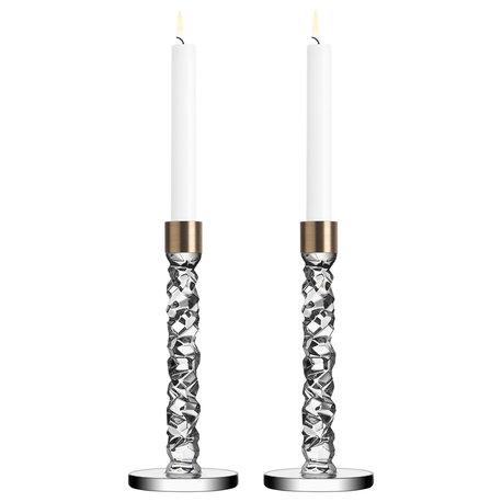 Orrefors Carat Brass Candlestick by Lena Bergström, Set of 2