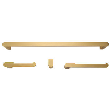 Portofino 4-Piece Matte Brass Bathroom Hardware Accessory Kit