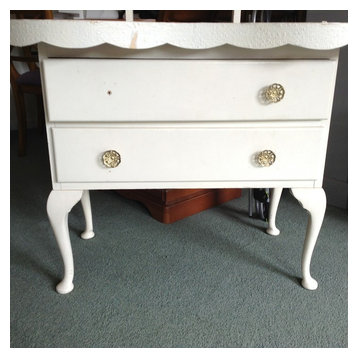 Poor old kidney dressing table seen better days - check out the after photo